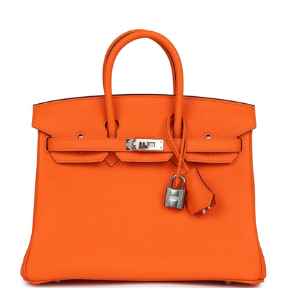 Hermes Birkin 25 Orange Minium Togo Palladium Hardware