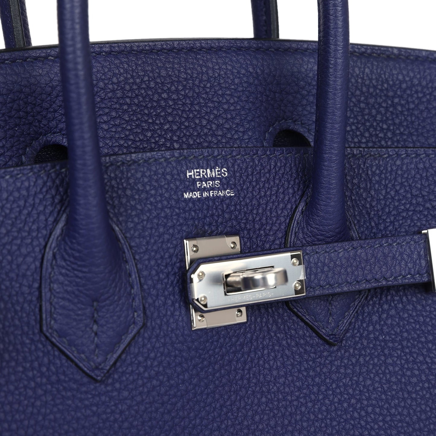 Pre-owned Hermes Birkin 25 Bleu Encre Togo Palladium Hardware