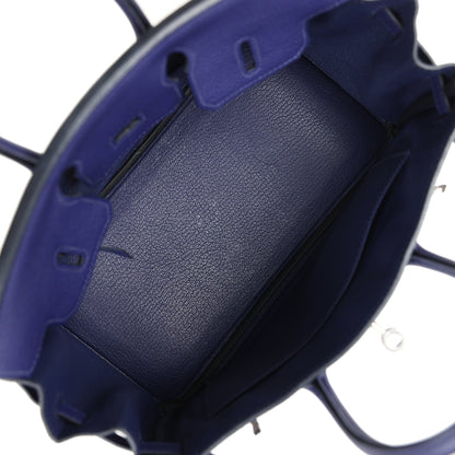 Pre-owned Hermes Birkin 25 Bleu Encre Togo Palladium Hardware