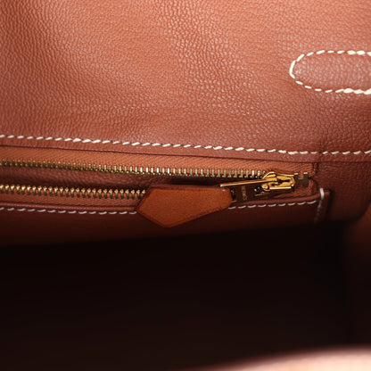 Pre-owned Hermes Birkin 25 Fauve Barenia Gold Hardware