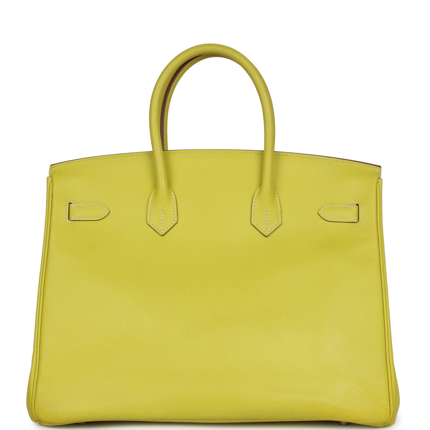 Pre-owned Hermes Birkin 35 Lime Candy Epsom Palladium Hardware