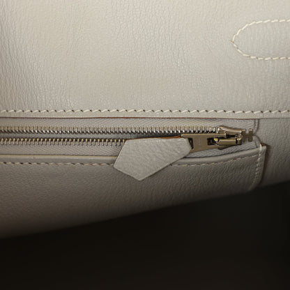 Pre-owned Hermes Birkin 35 Lime Candy Epsom Palladium Hardware