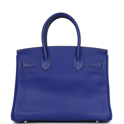 Pre-owned Hermes Birkin 30 Bleu Electric Candy Epsom Palladium Hardware