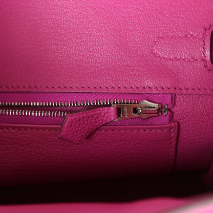 Pre-owned Hermes Birkin 25 Magnolia Togo Palladium Hardware