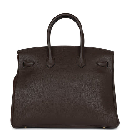 Pre-owned Hermes Birkin 35 Chocolate Togo Gold Hardware