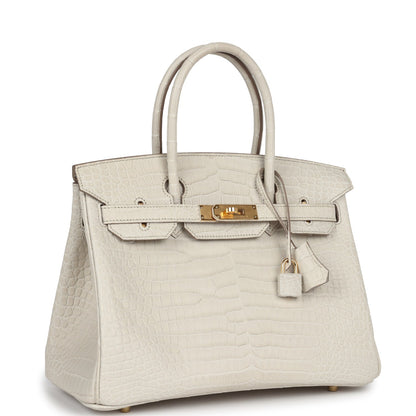 Hermes Birkin 30 Beton Matte Porosus Crocodile Gold Hardware
