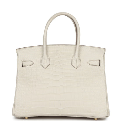 Hermes Birkin 30 Beton Matte Porosus Crocodile Gold Hardware
