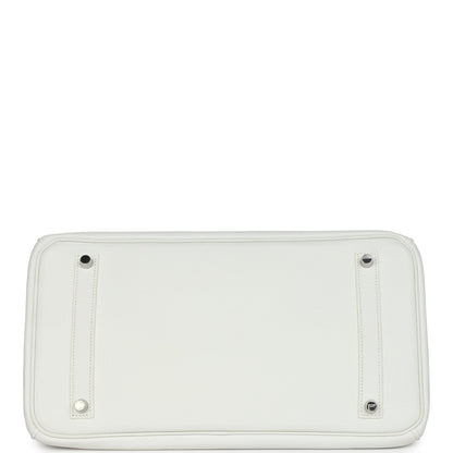 Pre-owned Hermes Birkin 35 White Clemence Palladium Hardware