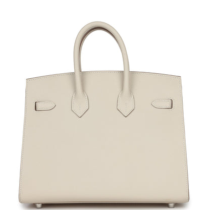 Hermes Birkin Sellier 25 Craie Epsom Palladium Hardware