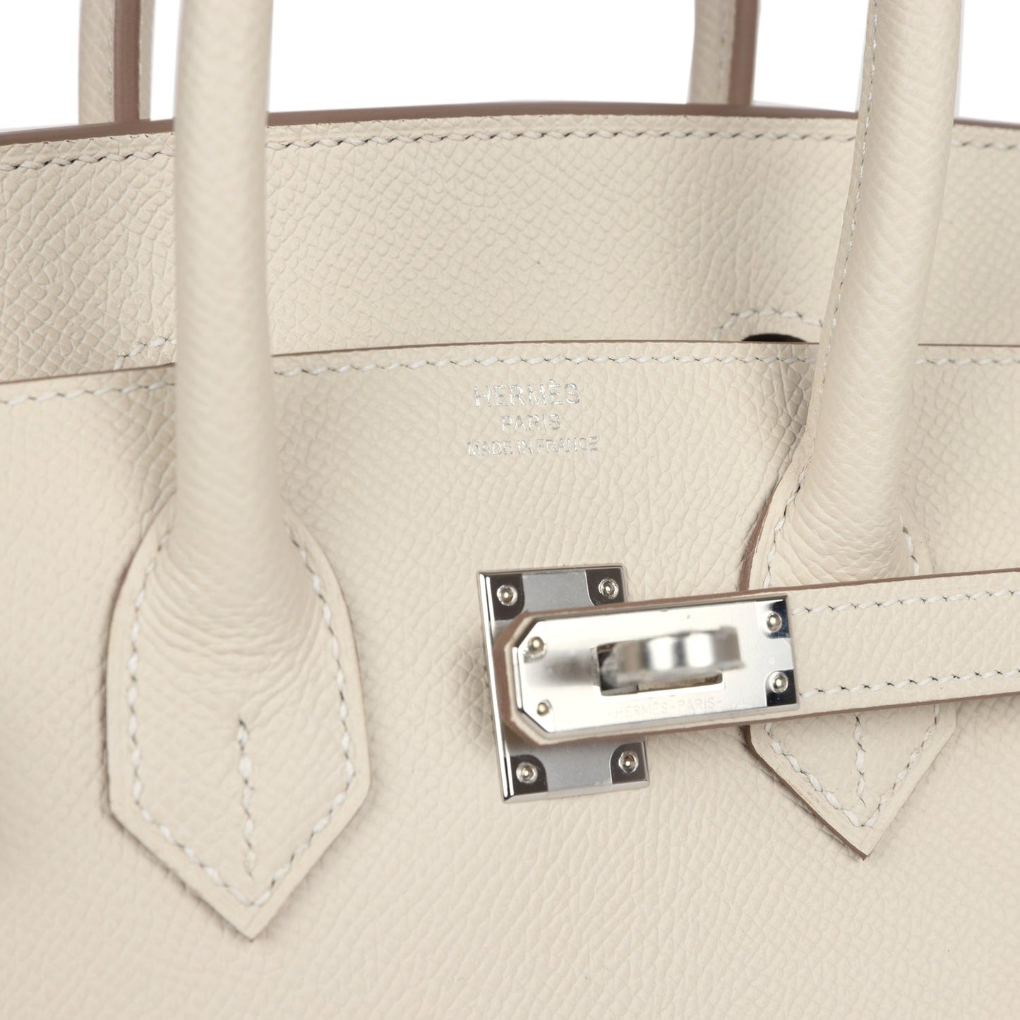 Hermes Birkin Sellier 25 Craie Epsom Palladium Hardware