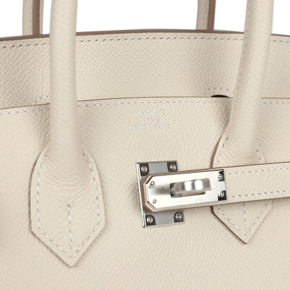 Hermes Birkin Sellier 25 Craie Epsom Palladium Hardware