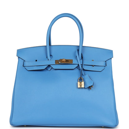 Hermes Birkin 35 Bleu Paradise Epsom Gold Hardware
