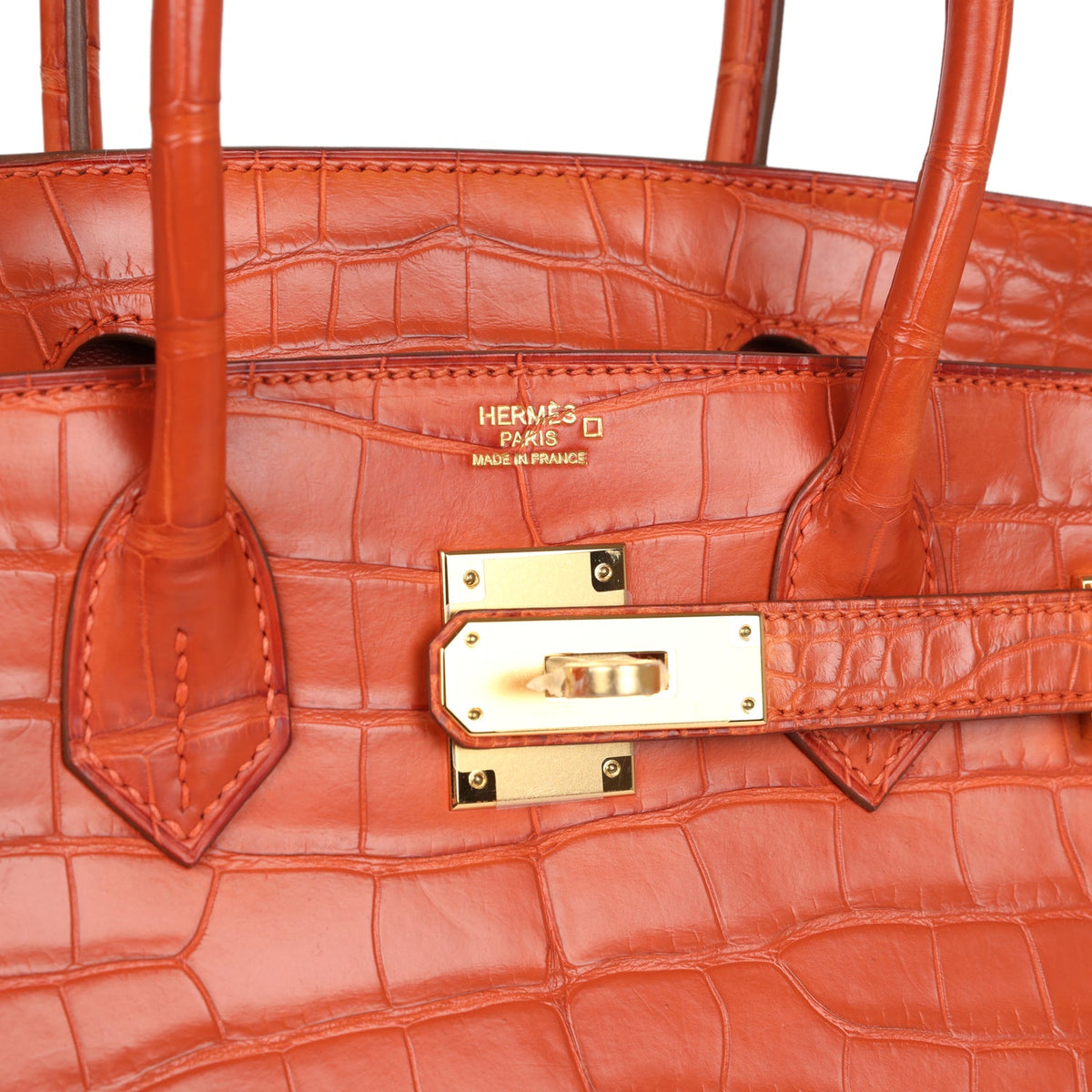 Pre-owned Hermes Birkin 30 Sanguine Matte Alligator Gold Hardware