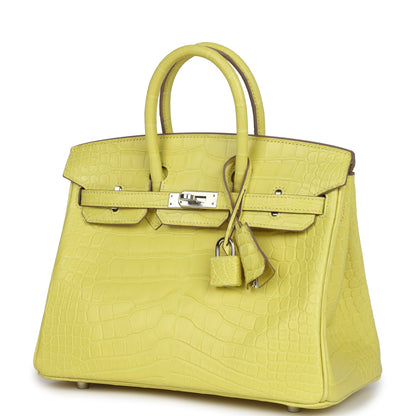 Hermes Birkin 25 Lime Matte Alligator Palladium Hardware