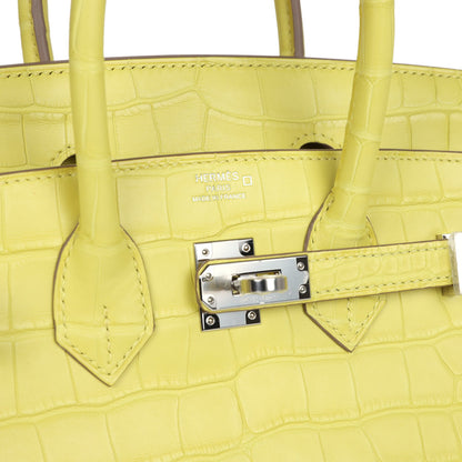 Hermes Birkin 25 Lime Matte Alligator Palladium Hardware