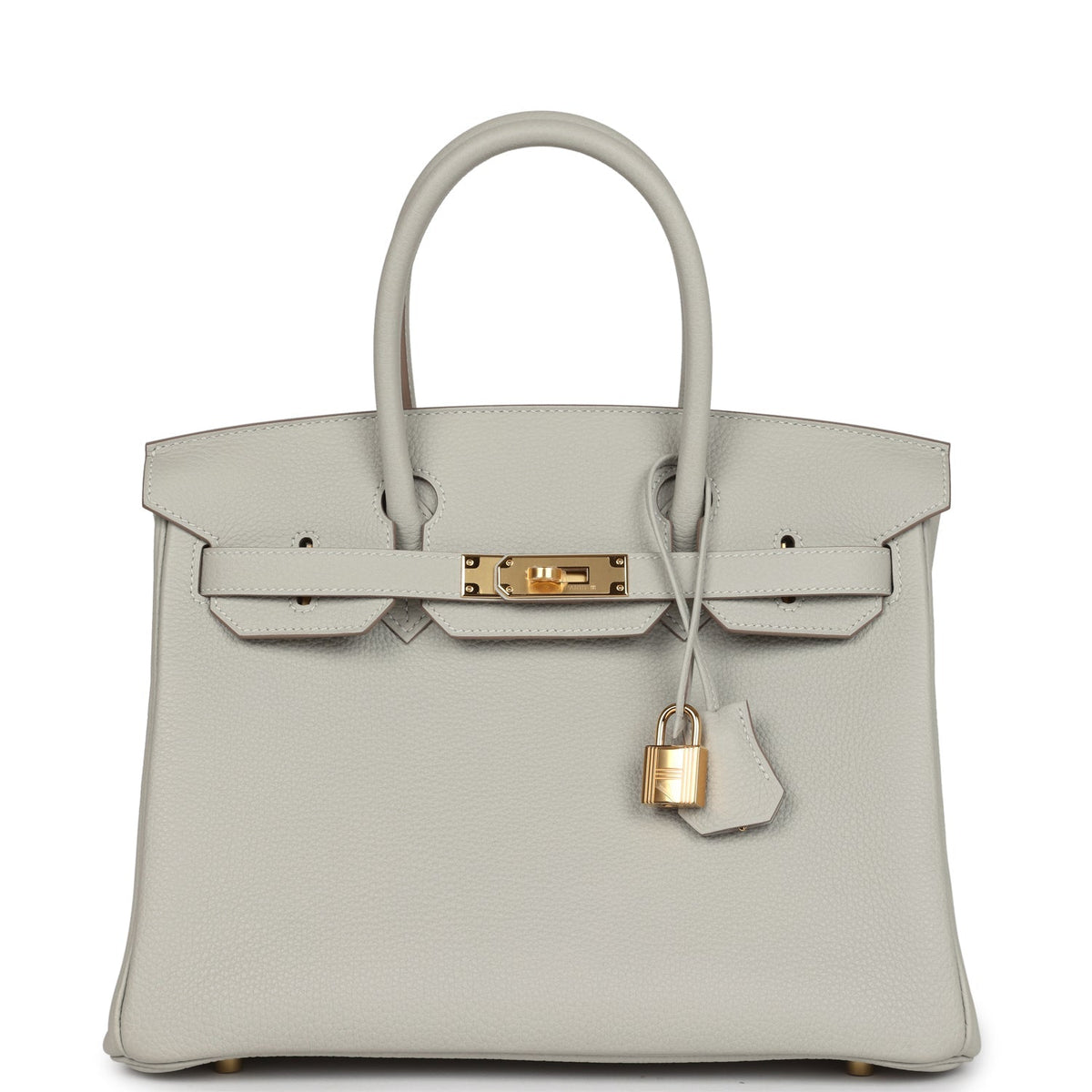 Pre-owned Hermes Birkin 30 Gris Perle Togo Gold Hardware