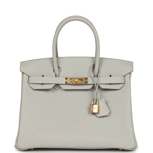Pre-owned Hermes Birkin 30 Gris Perle Togo Gold Hardware