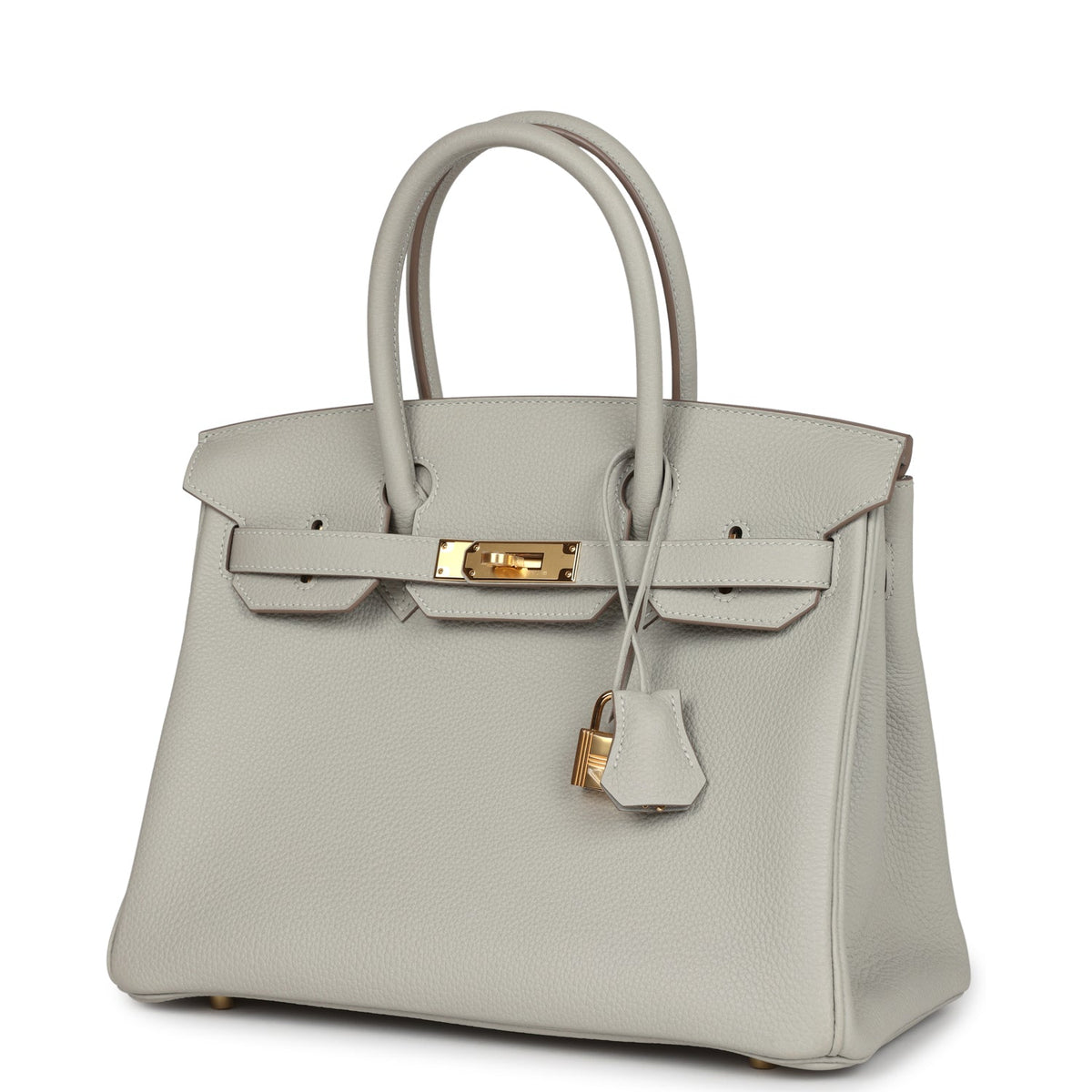 Pre-owned Hermes Birkin 30 Gris Perle Togo Gold Hardware