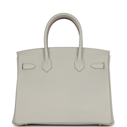 Pre-owned Hermes Birkin 30 Gris Perle Togo Gold Hardware