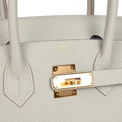 Pre-owned Hermes Birkin 30 Gris Perle Togo Gold Hardware