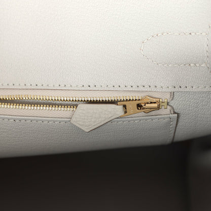 Pre-owned Hermes Birkin 30 Gris Perle Togo Gold Hardware