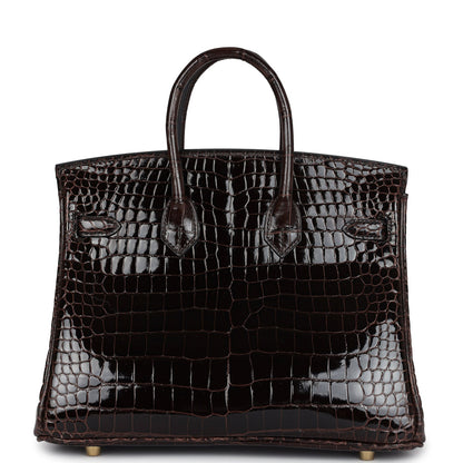 Hermes Birkin 25 Macassar Shiny Porosus Crocodile Gold Hardware