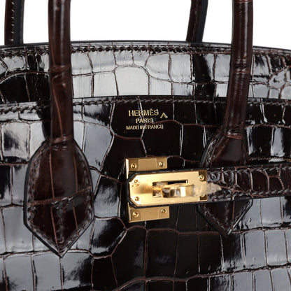 Hermes Birkin 25 Macassar Shiny Porosus Crocodile Gold Hardware