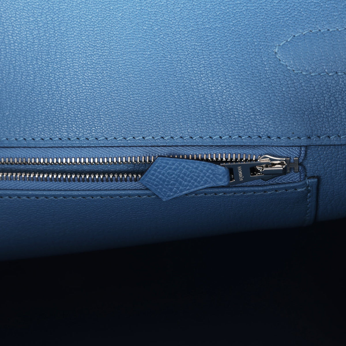 Pre-owned Hermes Birkin 35 Bleu Azur Epsom Palladium Hardware