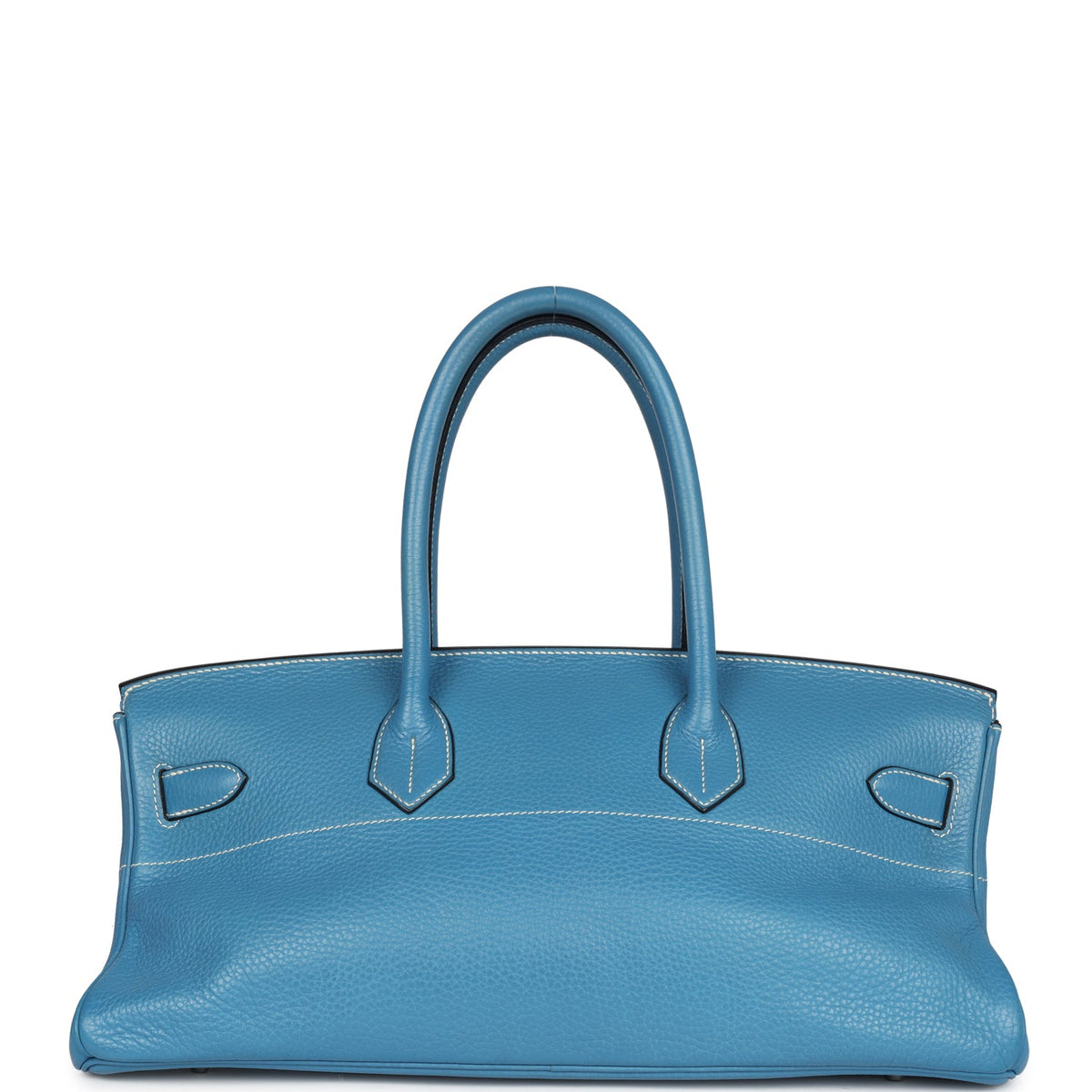 Pre-owned Hermes Shoulder Birkin 42 JPG Blue Jean Clemence Palladium Hardware