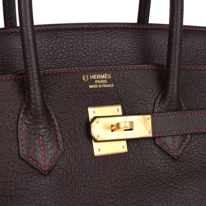 Pre-owned Hermes Special Order (HSS) Birkin 35 Havane Buffalo Brushed Gold Hardware