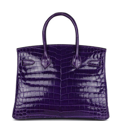 Pre-owned Hermes Birkin 30 Ultraviolet Shiny Niloticus Crocodile Palladium Hardware
