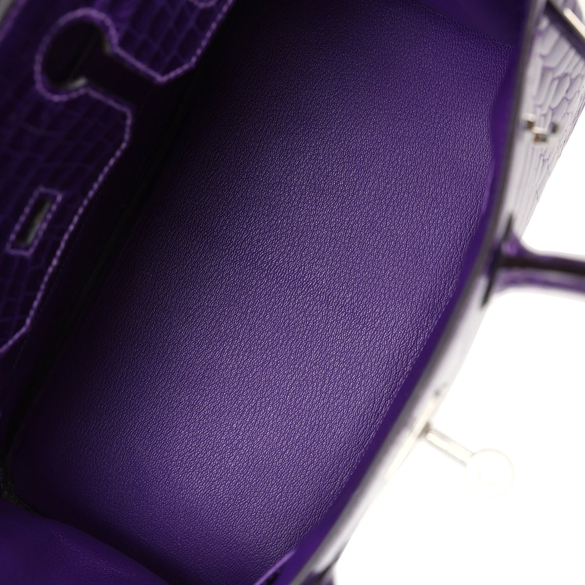 Pre-owned Hermes Birkin 30 Ultraviolet Shiny Niloticus Crocodile Palladium Hardware