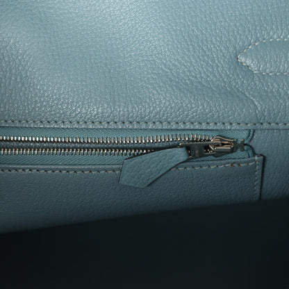 Pre-owned Hermes Birkin 35 Ciel Togo Palladium Hardware