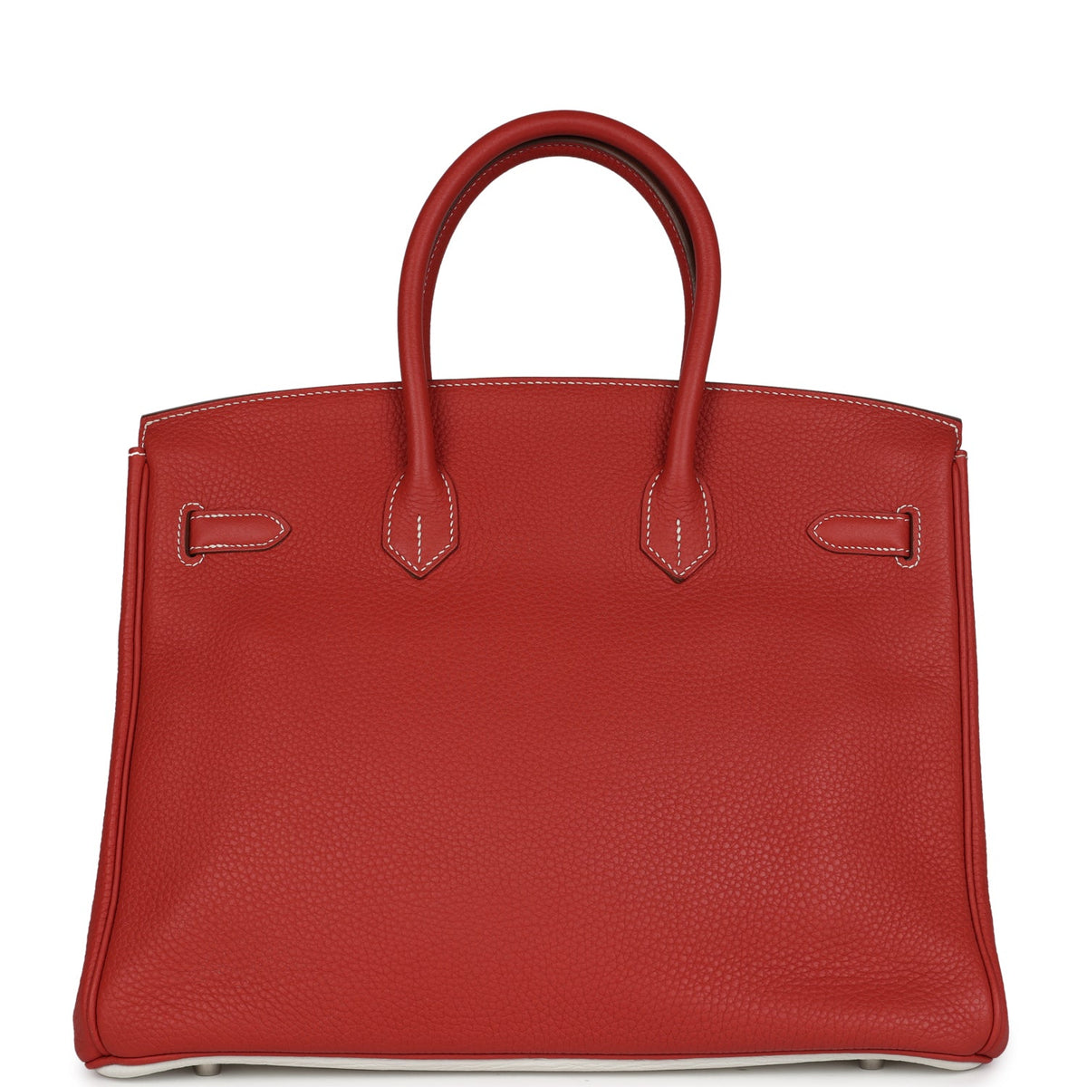 Pre-owned Hermes Birkin 35 Eclat Sanguine and White Clemence Palladium Hardware
