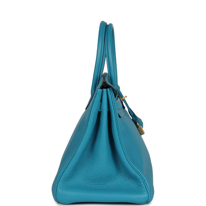 Pre-owned Hermes Birkin 35 Bleu Izmir Clemence Gold Hardware