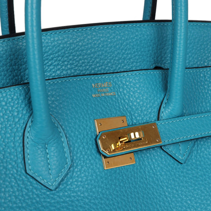 Pre-owned Hermes Birkin 35 Bleu Izmir Clemence Gold Hardware
