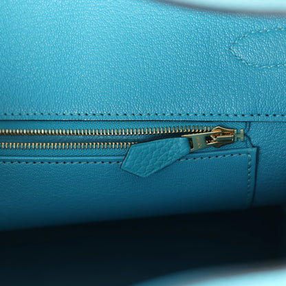 Pre-owned Hermes Birkin 35 Bleu Izmir Clemence Gold Hardware