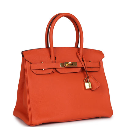 Hermes Birkin 30 Feu Togo Gold Hardware