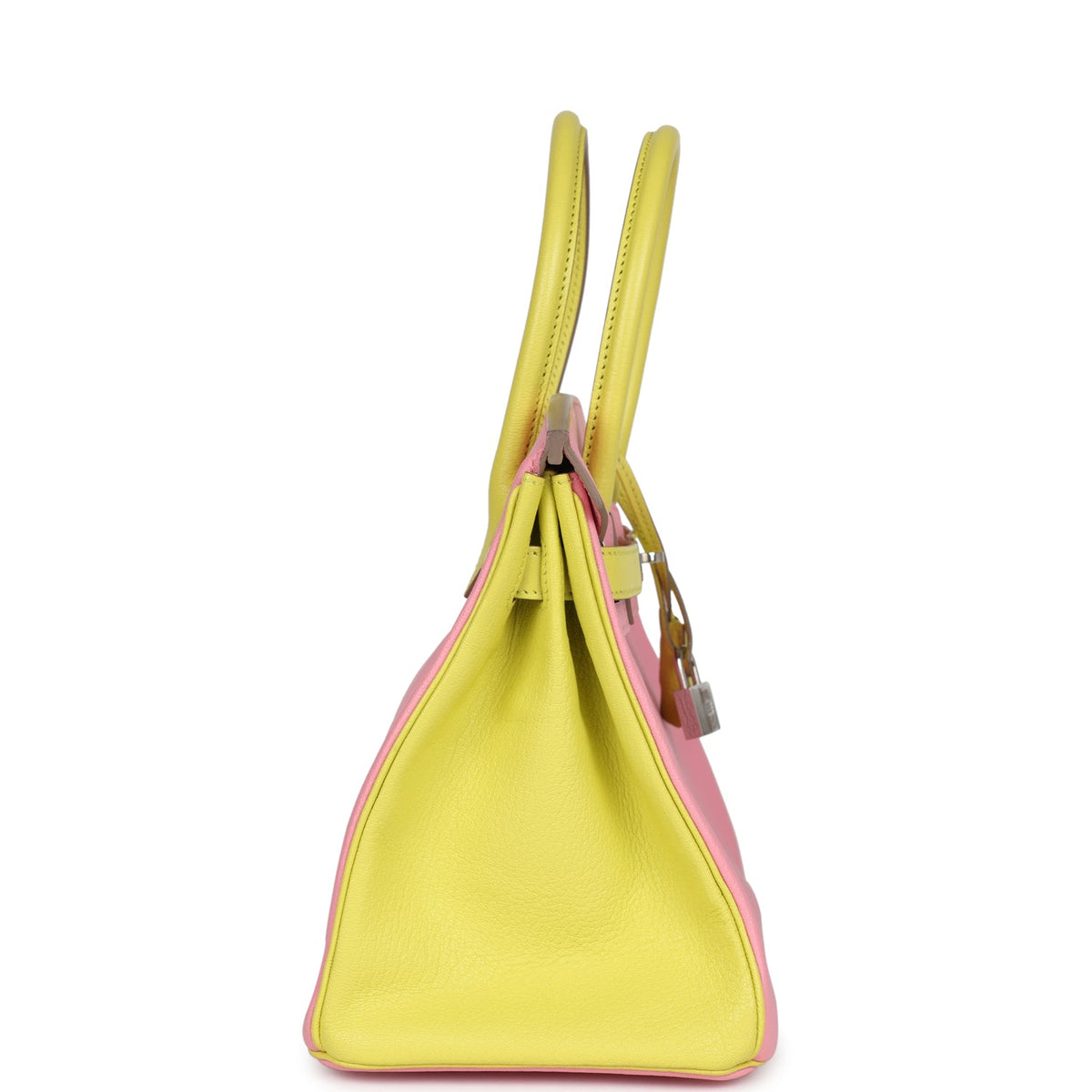 Pre-owned Hermes Special Order (HSS) Birkin 30 Rose Confetti and Lime Chevre Mysore Palladium Hardware