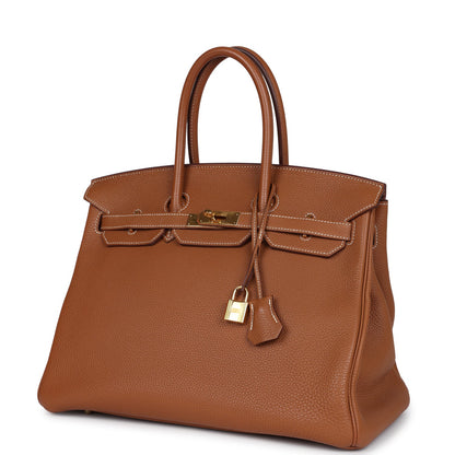 Pre-owned Hermes Birkin 35 Gold Togo Gold Hardware