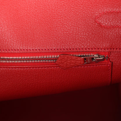 Pre-owned Hermes Birkin 35 Rouge Casaque Togo Palladium Hardware