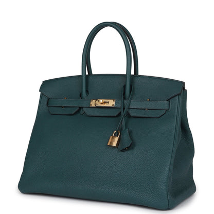 Hermes Birkin 35 Vert Rousseau Togo Gold Hardware