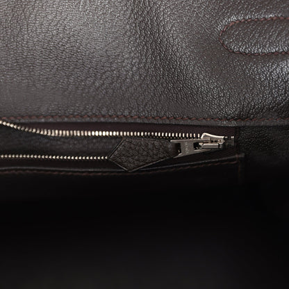 Pre-owned Hermes Birkin 35 Cafe Clemence Palladium Hardware