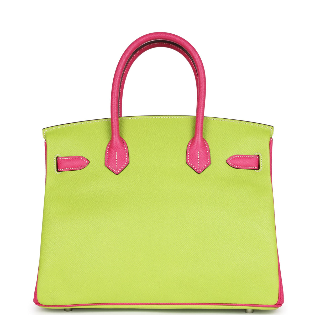 Pre-owned Hermes Special Order (HSS) Birkin 30 Kiwi and Rose Tyrien Epsom Palladium Hardware