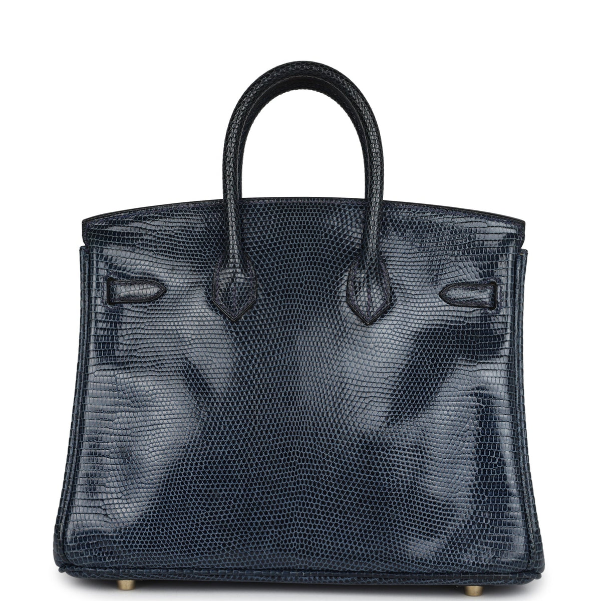 Pre-owned Hermes Birkin 25 Bleu De Malte Varanus Niloticus Lizard Gold Hardware