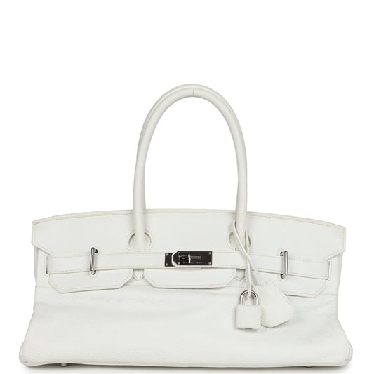 Pre-owned Hermes Shoulder Birkin 42 JPG White Clemence Palladium Hardware