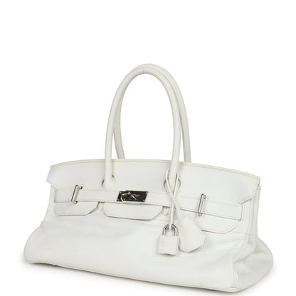 Pre-owned Hermes Shoulder Birkin 42 JPG White Clemence Palladium Hardware
