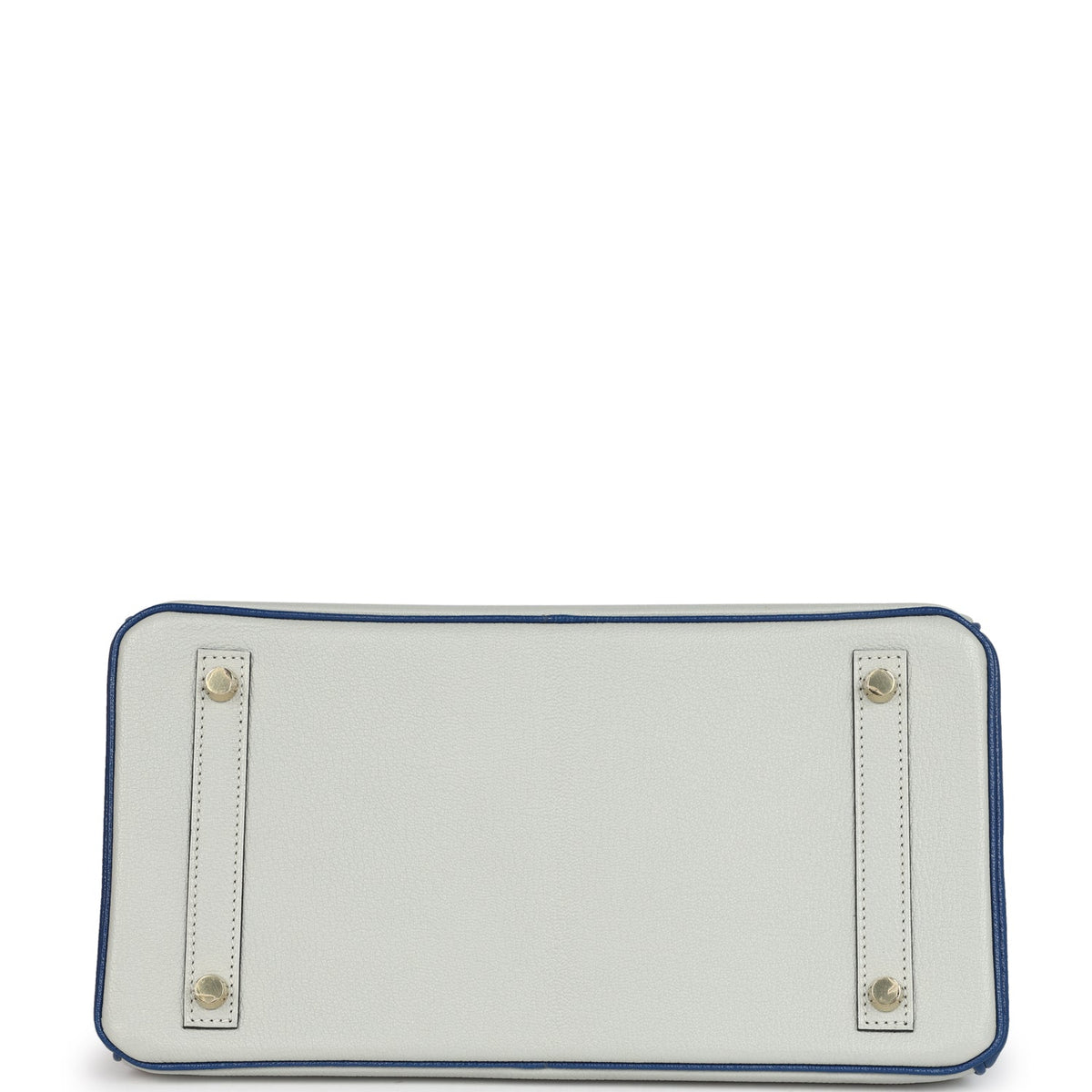 Hermes Special Order (HSS) Birkin 30 Gris Perle and Bleu Saphir Chevre Brushed Gold Hardware