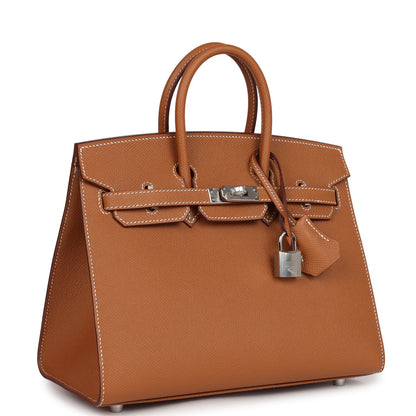 Hermes Birkin Sellier 25 Gold Epsom Palladium Hardware