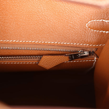 Hermes Birkin Sellier 25 Gold Epsom Palladium Hardware